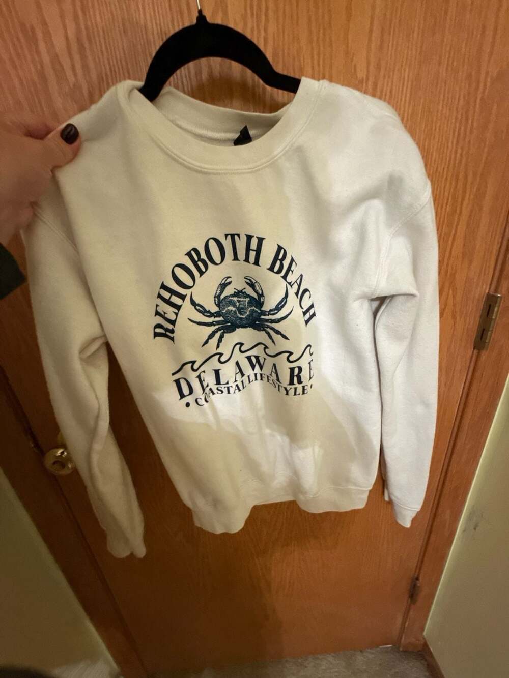 Gildan Rehoboth Beach Delaware Sweatshirt Size S White Crab Graphic